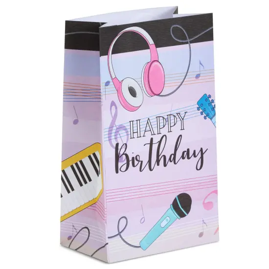 36 Pack Happy Birthday Music Party Favor Bags for Goodies, Gifts, Treats (Pink, 6 x 3 x 9 In) {4}
