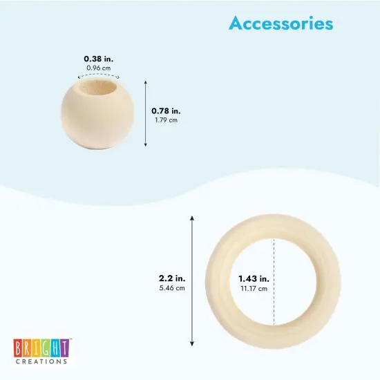 Bright Creations Set of 50 Wooden Beads and 30 Rings for Macrame, DIY Pendant Connectors, Wall Hanging Craft (2.2 in/20mm) Brown {3}