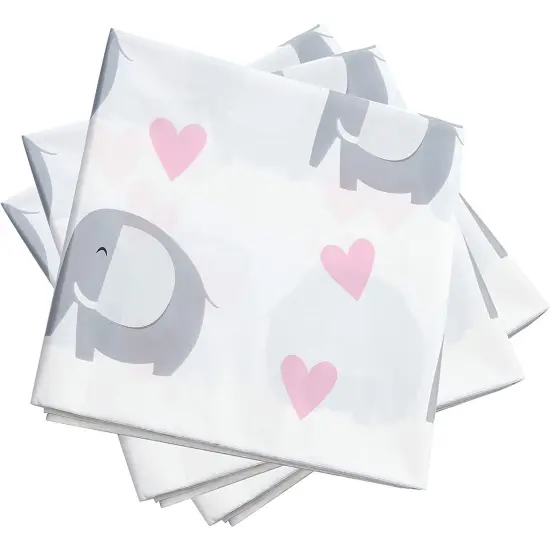 Elephant Tablecloths for Baby Shower Decor, Pink Hearts (54 x 108 in, 3 Pack) {4}