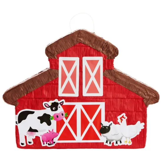 Barnyard Pinata for Farm Animals Birthday Decorations, Barn Party Supplies for Baby Shower (Small, 16.5 x 3.0 x 12.6 In) Red {5}