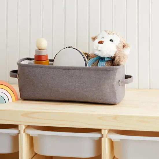 Toilet Paper Storage Basket for Bathroom Organizing, Rectangular Bin for Fabric Storage, Counter (Gray, 16 x 6 x 5.5 In) Grey {3}