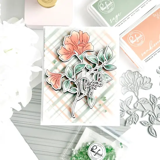 Pinkfresh Studio Press Plate-Diagonal Plaid {7}