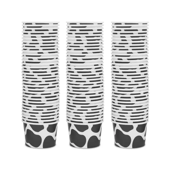 Cow Paper Ice Cream Cups with Spoons, Farm Birthday Party Supplies (8 oz, 100 Pack) {5}