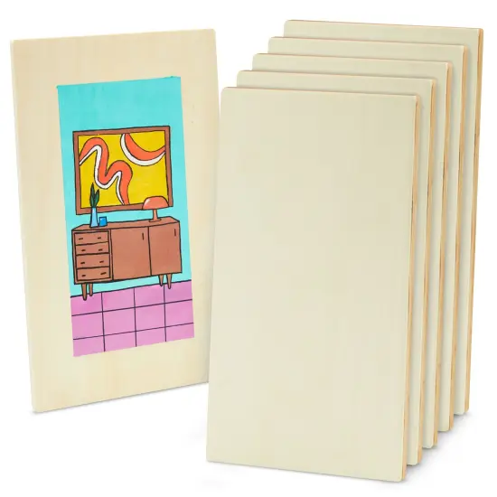 6 Pack Rectangle Wooden Boards for Wood Burning, Unfinished Wood Planks, Rectangle Wood Pieces for Crafts, Panels for Painting, Art, DIY Projects (10.6 x 7.0 x 0.25 In) Brown {6}