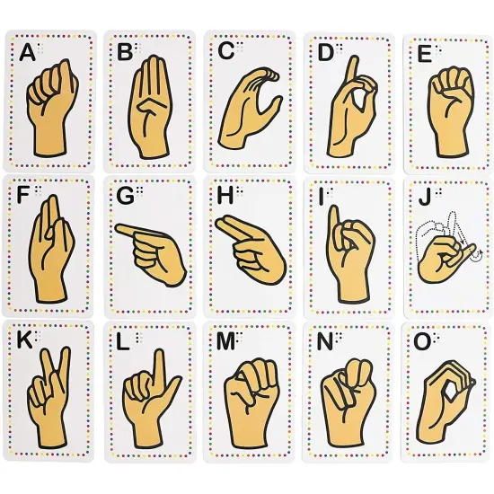 ASL Sign Language Flash Cards, 26 Letters with Gestures, Magnetic Backing Multicolor {4}