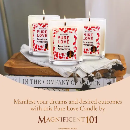Magnificent 101 Set of 3 Long-Lasting Pure Love Smudge Candles | 3.5 Oz Each - 42 Hour Burn | Made of Soy Wax with Florals & Essential Oils for True Love Attraction & Manifestation Multicolor {2}