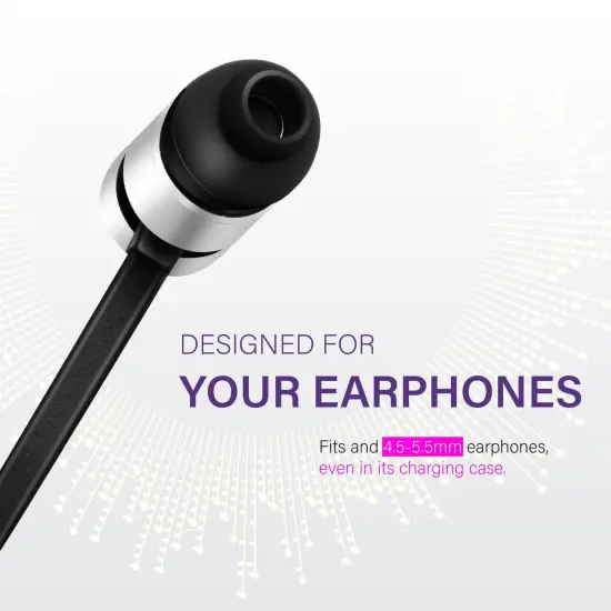 3 Pairs EarBuds Tips Covers Ear Tips Replacement, 4.5-5.5mm, with Storage Box, Small, Black {4}