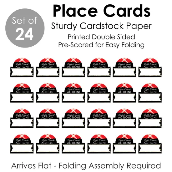 Big Dot of Happiness Red Carpet - Movie Night Party Tent Buffet Card - Table Setting Name Place Cards - Set of 24 {7}