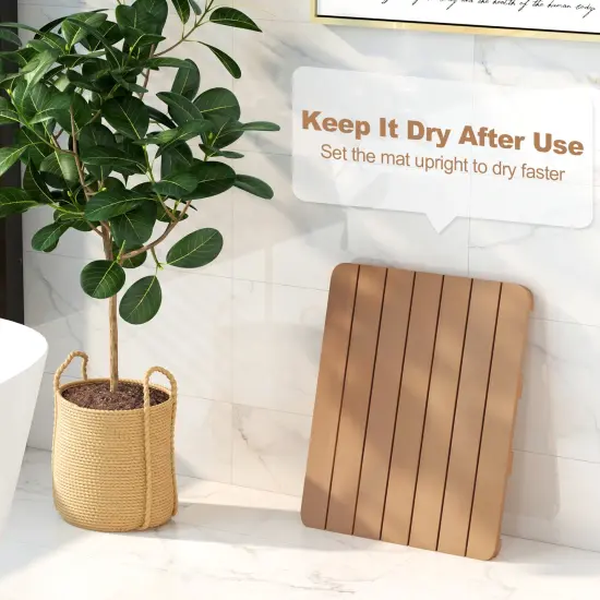 HIPS Slatted Bath Spa Mat with Rounded and Smooth Edges Perfect Addition to Shower Room or Bathtub Brown {6}