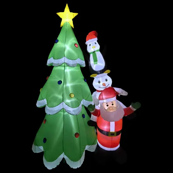 Northlight LED Lighted Inflatable Christmas Tree with Santa and Friends Outdoor Decoration - 8.25' Multi {4}