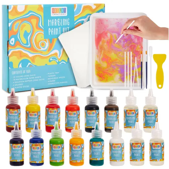 36 Piece Marbling Paint Art Kit for Students, Kids Crafts Activities, 12 Colors Multicolor {1}