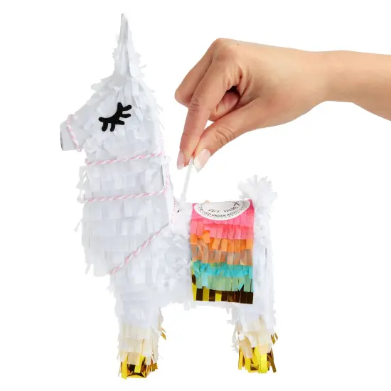 Juvale 3 Pack Mini Llama Pinata - 4.9 x 2.1 x 10.2 in. Multicolor Corrugated Paper & Gold Tissue Accents - Llama Table Decor & Party Supplies - Easy to Fill With Candy & Confetti - Ages 3-14 White {5}