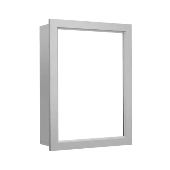 MDF and Glass Wall Mounted Bathroom Cabinet with Mirror and Adjustable Shelves Gray {8}