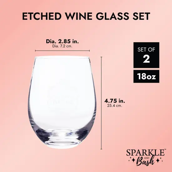 Aged to Perfection Decorative Stemless Wine Glass for Birthday Party Gift, 2 Pack, 18 oz Clear {3}