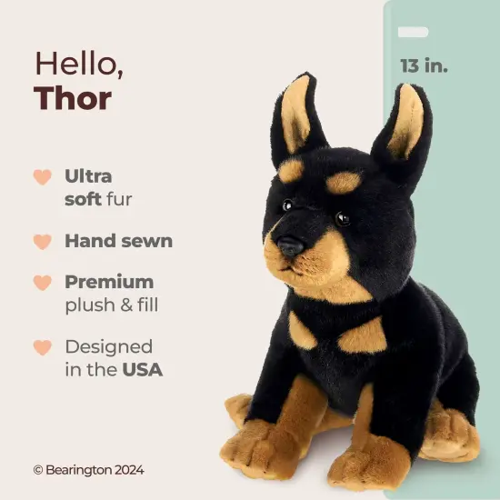 Bearington Thor The Doberman Stuffed Animal, 13 Inches Stuffed Animal Dog, For Ages 3-14 Black {2}