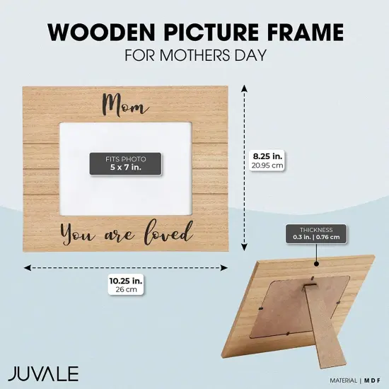 Juvale "Mom You Are Loved" Photo Frame, 5 x 7 Inches Picture Frame, Ideal Family Photo Frame for Mother's Day Gifts Brown {3}
