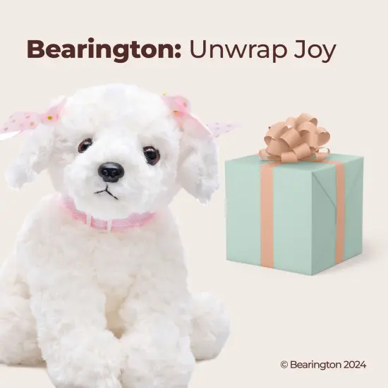 Bearington Sassy Plush Stuffed Animal White Puppy Dog 10 inches, For Ages 3-14 {5}