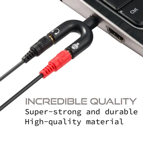 Insten Universal for Samsung iPhone 3.5mm Stereo Male to female Mic and Audio 3.5mm Jack cable Dual 3.5mm Headset and Microphone Y Splitter Adapter with Separate Headphone / Microphone Plugs- Black {4}