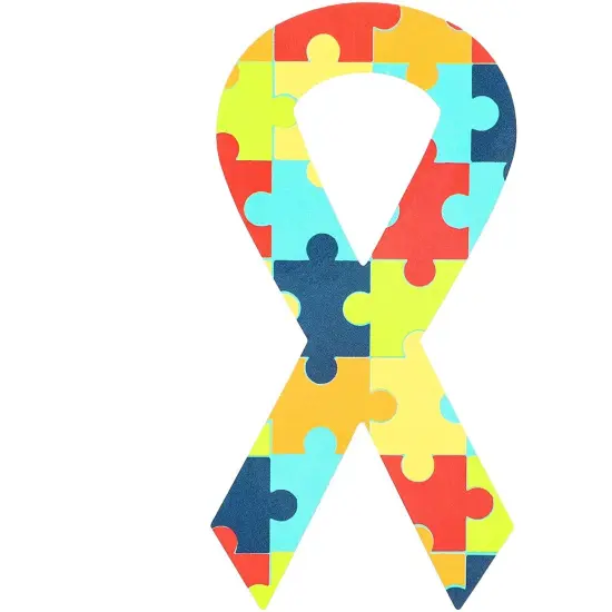Autism Awareness Ribbon Stickers Roll (1.5 x 3 in, 500 Stickers) Multicolor {7}