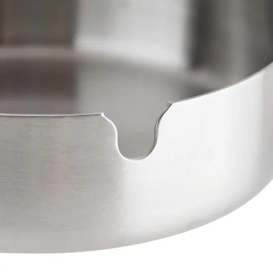 5 Pack Stainless Steel Ashtrays for Cigarettes, Outdoor, Indoor Round Patio Ashtray, 3 Slots Each (4 x 4 x 1.2 In) Silver {6}