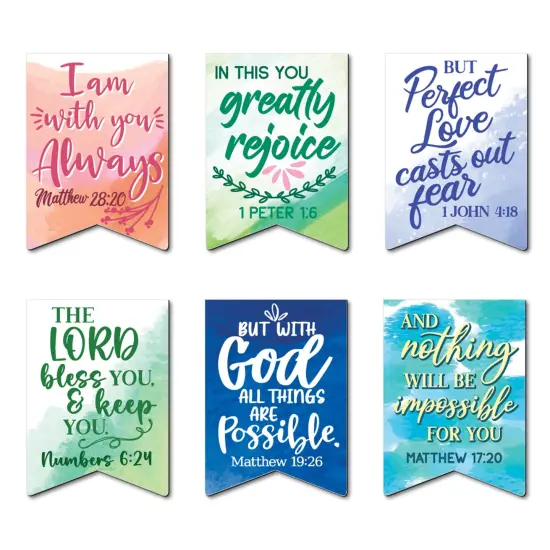 72 Pieces Christian Magnetic Bookmarks for Women, Small Religious Scripture Bible Verse Magnets, 12 Watercolor Designs (1 x 1 In) Multicolor {6}