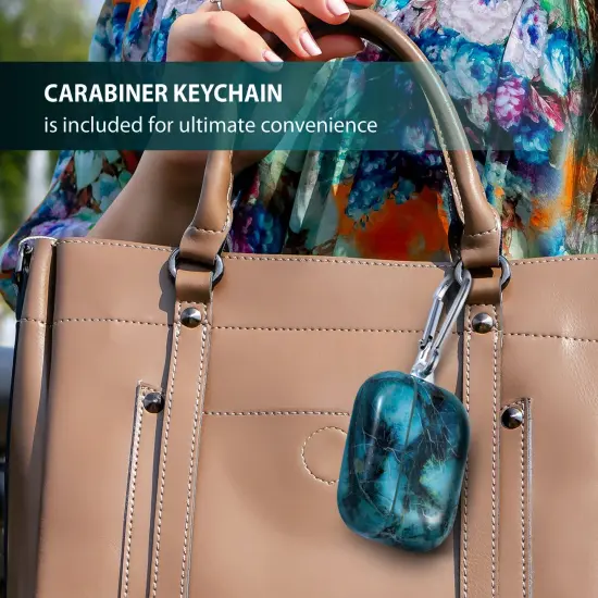 Marble Case Compatible with Airpods Pro, Glossy Soft TPU Protective Smooth Cover with Portable Keychain, Supports Wireless Charging, Shockproof & Anti-Scratch, Shinny Green Marble by Insten {6}