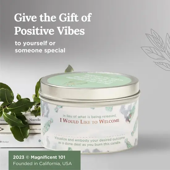 Magnificent 101 Long Lasting White Sage Scented Smudge Candle | 6 Oz - 35 Hour Burn | Made of Soy Wax for House Energy Cleansing Purification, Chakra Healing & Manifestation {6}