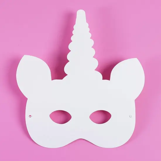 Bright Creations 48pcs Unicorn Masks with Elastic Band for Kids Birthday, Party Favors and DIY Crafts, White {4}