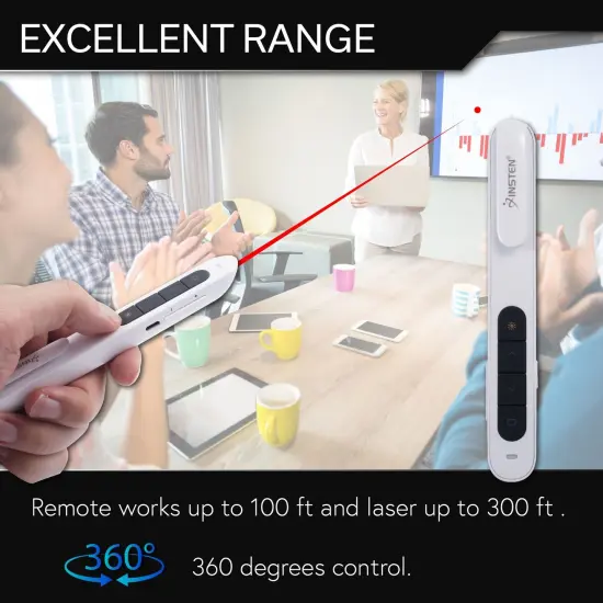 Wireless Presenter Remote Clicker, Laser Light Pointer for PowerPoint Presentation, White {6}