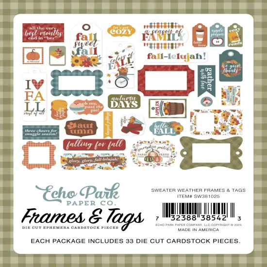 Echo Park Cardstock Ephemera-Frames & Tags, Sweater Weather {3}