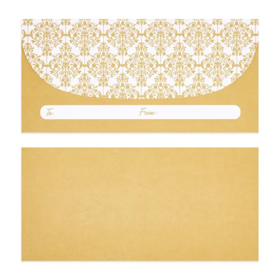 100 Pack Gold Money Envelopes for Cash Gifts, Fancy Decorative Design 6.7 x 3.3 In Cash Envelopes for Birthday, Graduations, Weddings, Other Special Occasions, Bulk Pack {6}