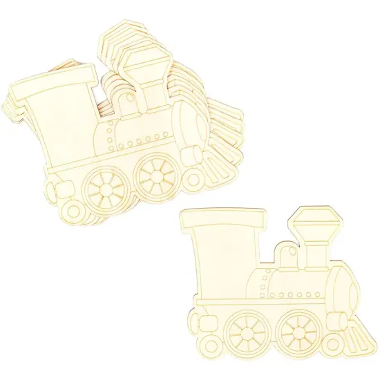 24 Pack Unfinished Wood Slice Train Cutouts for Crafts, Wooden Trains for DIY Projects (4.6 x 3.6 In) Brown {5}