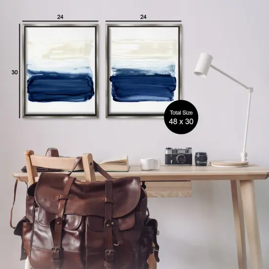 Stupell Industries Coastal Brushstrokes Abstract Beach Framed Floater Canvas Wall Art Gray Floater Frame {3}