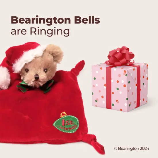 Bearington Baby Wee 1st Christmas, 8 x 7 Inch Small Teddy Bear Holiday Stuffed Animal, Christmas Baby Blanket, Santa Security Blanket Red {5}
