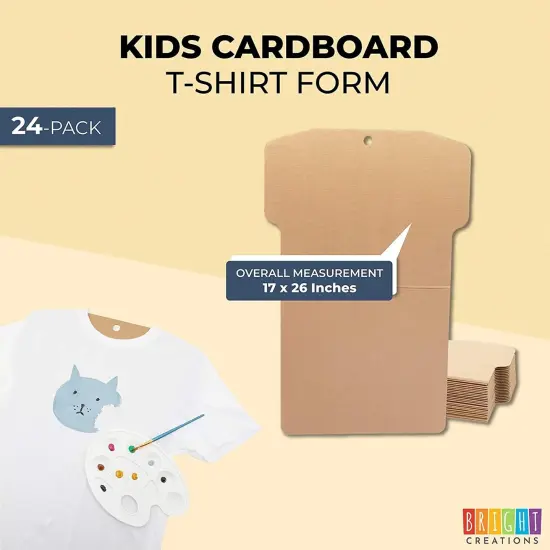 24 Pack Youth Cardboard Shirt Form Insert for Arts and Crafts Supplies, Kids Size Large (17 x 26 In) Brown {2}