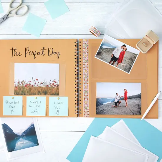 50-Pack Clear Adhesive Pockets Sleeves 5x8 for Index Card and Planners, Bulk Top Load Plastic Label Holder Protector for Photos, Note Cards, Office Supplies, Small Business {2}