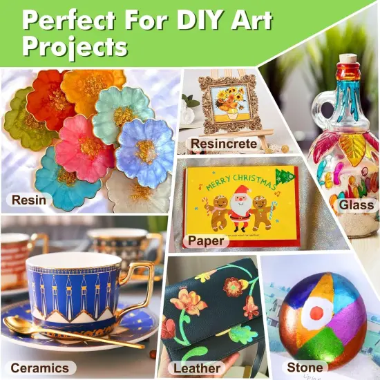 JDiction Metallic Permanent Markers, 7 Colors Glitter Metallic Markers, High Gloss, Waterproof, Scrapbook Supplies, Resin Crafts Supplies, Metallic Paint Pens for Crafts, DIY, Painting {4}