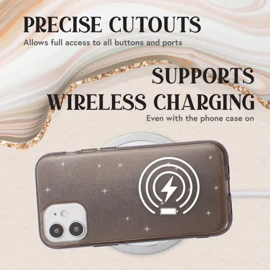 Insten Glitter Case Compatible with iPhone 12 Mini Case 5.4 Inch, Soft TPU Sparkle Protective Cases, Shock Absorption, Crystal Clear Black Bling Shinny Slim Cover for Women Girls {3}