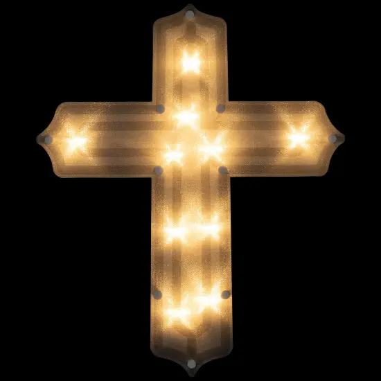 Northlight Lighted Cross Easter Window Decoration - 14" White {1}
