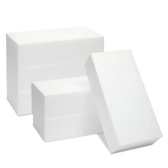 6 Pack Foam Blocks for Crafts - Polystyrene Brick Rectangles for Art Sculpting, Flower Arrangements, DIY, Packing (8 x 4 x 2 In) White {1}