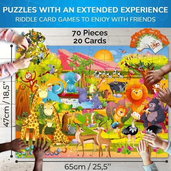 70 Pcs Search and Find Riddle Puzzles with Cards for Kids | Africa {4}