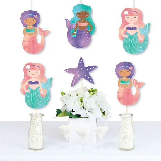 Big Dot of Happiness Mermaid Party Paper Cutouts, Double-Sided Starfish and Mermaid Shaped Decor, DIY Mermaid Birthday Party Essentials - Set of 20 {3}