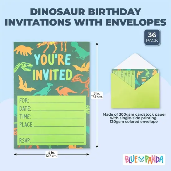 Green Dinosaur Party Invitations, You're Invited (5 x 7 In, 36 Pack) {2}