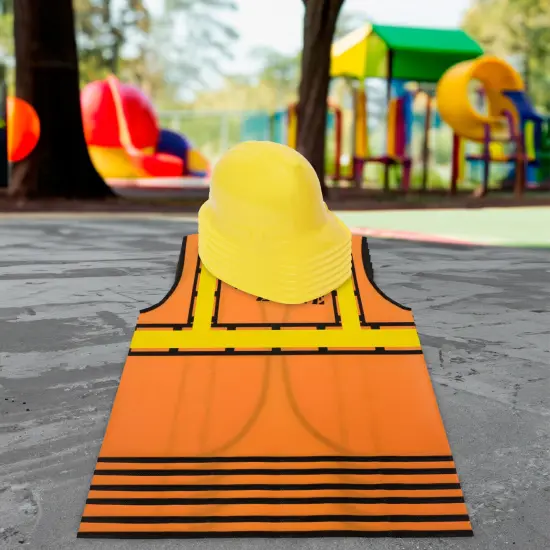 BLUE PANDA 6 Set Construction Worker Costume, Kids Construction Vest and Kids Hard Hat for Dress-Up, Construction Theme Birthday Party, or Halloween Costume, For Ages 3-14 Multicolor {7}