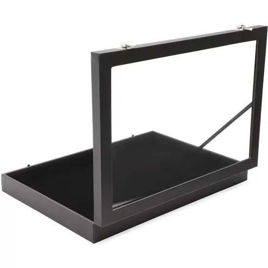 Black Velvet Jewelry Display Tray Organizer Case, Rock Collection Box for Gemstones, Crystals, Pendants (Blank Box, 13.75 x 9.5 x 2 In) {7}