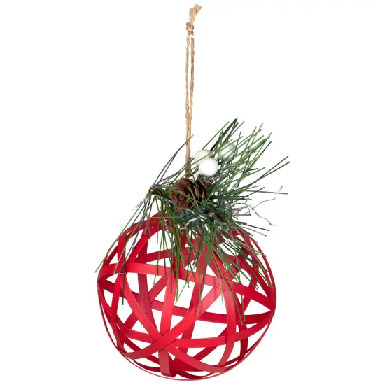 Northlight Hollow Metal Christmas Ball Ornament with Pinecone and Berries - 5" - Red {4}