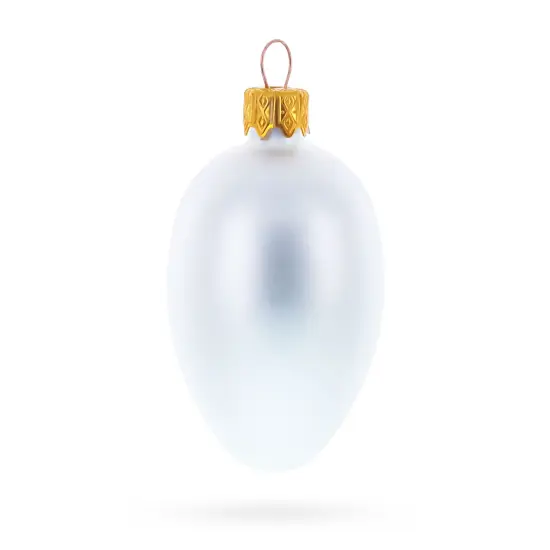 Set of 6 MatteWhite Mini Glass Egg Ornaments 2.9 Inches {3}