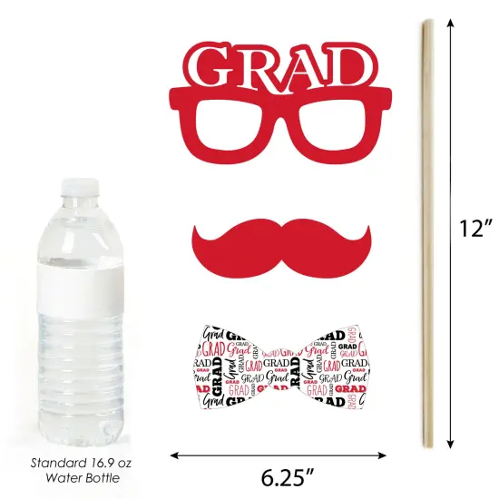 Big Dot of Happiness Red 2025 Graduation Party Photo Booth Props Kit - 20 Count {6}
