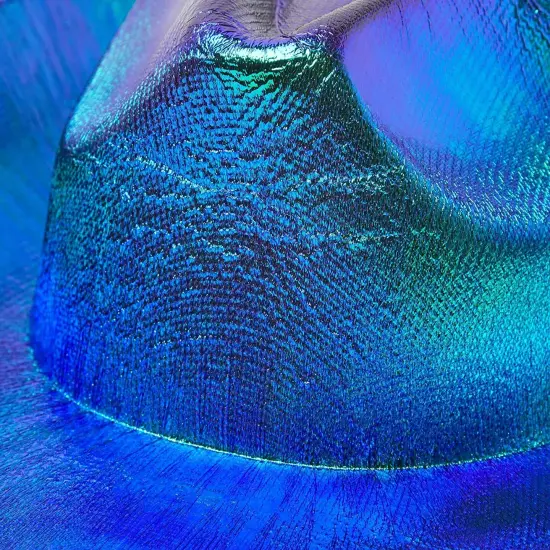 Holographic Western Cowboy Hat with Feathers, Cowgirl Costume Accessories (Blue and Green, Youth Size Small) {3}