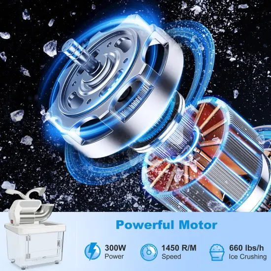 10 Gallon Storage Ice Crusher with Stainless Steel Dual Blades and Waterproof Safety Switch White {3}